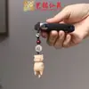 Novo Pingente de Bolsa de Gato de Madeira de Faia Entalhada DIY Chaveiro de Borla Bonito Pingente de Desenho Animado Ornamento