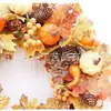 Nueva Corona de Calabaza y Piña de Otoño Decoración Colgante para Puerta y Ventana Corona de Guirnalda de Bayas Hoja de Arce para Jardín de Acción de Gracias Decoración de Pared