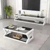 Juego de mueble para TV y mesa de centro, mesa de té moderna y sencilla para sala de estar, vidrio templado, adecuado para dormitorio y apartamentos pequeños