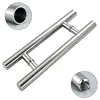 Aço Inoxidável Tubo Redondo Vidro Fosco Médio Maçaneta de Porta Maçaneta de Porta Sem Moldura Simples Espessada Maçaneta de Porta de Correr Atacado