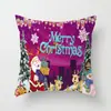 Capa de Almofada Decorativa de Natal Estilo Desenho Animado Criativo Pintado à Mão Capa de Almofada Traseira Decorativa Fofa de Boneco de Neve Papai Noel