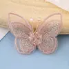 Aplicación de tela de mariposa bordada con cuentas de malla de doble capa, componentes hechos a mano para ropa y accesorios para el cabello DIY, al por mayor en stock