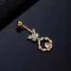 Anéis Coloridos em Zircônia Espiral para Umbigo Mais Vendidos no Exterior, Piercings de Umbigo Estrela e Lua Estilo Europeu e Americano, Piercings de Umbigo com Pingente