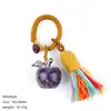 Chaveiro de maçã de cristal natural 20mm transfronteiriço pingente trançado Véspera de Natal decoração de bolsa de maçã de ágata