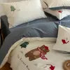 Juego de cuatro piezas de jacquard francés para otoño e invierno, 100% algodón de fibra larga, cepillado, con un diseño lujoso y vintage, funda de edredón de algodón puro, sábana bajera y ropa de cama