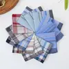 Pañuelo de Algodón Puro de Venta Caliente Transfronteriza de 40 cm Unisex Todo Algodón Absorbente de Agua Toalla de Mano para Secar el Sudor Pañuelo de Cuadros Nostálgico a la Antigua