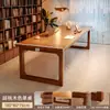 Escritorio Grande Largo de Madera Maciza Seleccionada para Sala de Estar, Mesa para Leer y Estudiar, Escritorio Doble para Uso Doméstico, Mesa de Sala de Estar, Escritorio de Trabajo