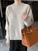 Invierno 2026 Nuevo Suéter de Lana Pura Tejido Grueso de Siete Puntos de Cuello Alto y Calado Manga Larga para Mujer