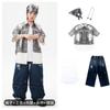 Ropa de Moda para Niños de Danza Urbana Ropa para Niños Genial y Guapo Ropa para Actuación de Batería Hip-Hop para Niños Hip-Hop Holgada para Verano