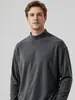 Camiseta básica térmica de fleece dupla face com gola alta, para homens, importação transfronteiriça da Amazon, camiseta masculina quente de manga longa com forro de fleece 2026