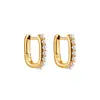 Pendientes de Perla de Cobre Chapados en Oro de 18K, Forma de U, Sencillos, Elegantes, Versátiles, Pinzas Rectangulares Geométricas para Oreja