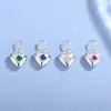 Prata Pura 999 Zircônia Colorida DIY Coração Pingente Pequeno de Prata Esterlina Pulseira Colar Brincos Acessórios de Joias de Prata Atacado