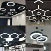 Candelabro de Oficina LED con Forma No Estándar, Candelabro Creativo Hexagonal Hueco en Forma de Y para Centros Comerciales, Candelabro para Gimnasio