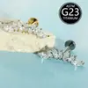 Aço Titânio Liga F136 Grau Cirúrgico 7 Zircônia Brinco Piercing Labial 6-10mm Haste Rosca Interna Joias para Piercing Corporal em Estoque