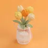 Flores de Lã Transfronteiriças, Produtos de Flores Tricotados à Mão, Flores Tricotadas, Vaso de Tulipas, Flores de Crochê, Decorações de Mesa, Lembrancinhas