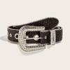 Comércio Exterior Europeu e Americano Spice Girl Belt Moda Feminina Moda Moderna Air Eye Estilo Brilhante Western Y2K Água Diamante Fivela Cinto Largo Cinturão Corrente da Cintura