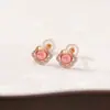 Brincos Yuebao Joias Turmalina Prata Esterlina S925 Banhado a Ouro Rosa Ruyi Brincos de Tarraxa Contas Redondas Brincos de Tarraxa Chineses de Nicho Personalizados