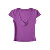 2025 Nuevo Verano Sexy Chica Caliente Cuello V Profundo Ombligo Descubierto Manga Volante Manga Corta Camiseta Top de Mujer