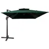 Guarda-sol Cantiléver Roma 3M Duplo Topo Giratório 360 Graus Guarda-sol de Pátio com Base Cruzada Ideal para Quintal Piscina Jardim Uso Externo