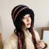 Gorro de Peluche de Osito para Mujer, Ciclismo de Invierno, Bufanda Gruesa Cálida, Protección para Orejas Integrada, Lindo Gorro Pullover a Prueba de Frío