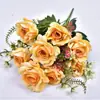 Flores de simulación rosas 9 rosas de ensueño flores de simulación para bodas decoración del hogar flores artificiales arreglo floral