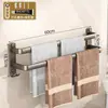 Barra de Toalha Cinza Chumbo, Sem Furos, Suporte de Secagem de Toalhas para Banheiro, Prateleira de Armazenamento para Banheiro, Barra com Ganchos Dupla Camada Multicamada