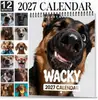 Calendário de Mesa Cachorro Cabeçudo Engraçado 2027, Calendário Espiral Divertido de Animal de Estimação Fofo, Fornecimento Atacadista com Logo Cruzado Amazon Temu