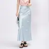 Estilo Dulce y Suave, Falda de Satén de Acetato Floral Tridimensional de Alta Resistencia para Mujer, Nueva Falda de Cola de Pescado Elegante y Versátil para Verano