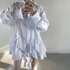 Enviado. Vestido chemise de design irregular de nicho Dongdaemun coreano, vestido listrado para o início do outono para mulheres 17130