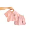 Conjunto Suit Feminino Manga Curta Estilo Coreano 2026 Novo Estilo Casual Menino Verão Carta no Peito Conjunto de Duas Peças Manga Curta Tendência