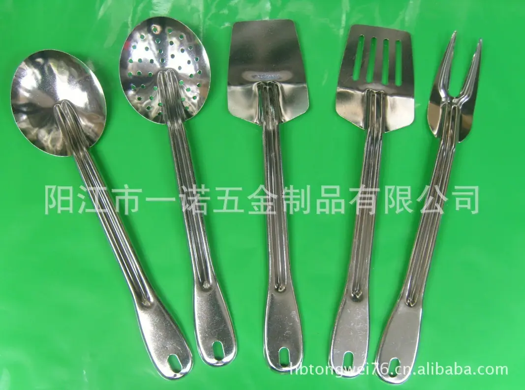 A-024D不锈钢全柄大厨具漏勺平铲肉叉粥勺