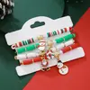 Set de Pulseras de Cuentas Navideñas Pulsera Elástica de Colores con Letras Pulsera Roja Verde Ambiente Festivo Venta Caliente Transfronteriza