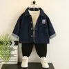 Chaqueta de Mezclilla para Niños de Primavera y Otoño, Estilo Coreano, Chaqueta Casual Elegante de Color Sólido para Niños, Prenda de Comercio Exterior Transfronterizo para Niños Pequeños