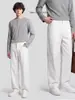Pantalones de negocios rectos de lujo transfronterizos para hombre APO, corte relajado, estilo "old money", mezcla de algodón y lino, pantalones casuales holgados y versátiles
