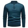 Otoño Invierno Nuevo Suéter de Media Cremallera para Hombre Chaqueta Moda Más Terciopelo Mayor Grosor Color Sólido Casual Capa Base