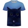 2024 verão novo animal padrão de gato fofo impressão digital 3D tendência de moda gola redonda camiseta masculina e feminina