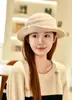 Sombrero de Pescador de Felpa de Pelo de Conejo para Mujer, Estilo Coreano Versátil de Alta Gama para Otoño e Invierno, Sombrero de Cubo para Circunferencia de Cabeza Grande, Sombrero de Cubo de Invierno
