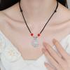 Fabricante Plata Pura S999 Brújula de los Ocho Tesoros Antiguos Collar de Plata Esterlina Nuevo Estilo Chino Carácter de la Fortuna Colgante Retro Collar de Cadena para Clavícula