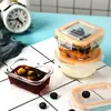 Caja de suplemento alimenticio para bebés al por mayor tamaño pequeño tazón de vidrio apto para microondas y horno Niños Bebé Tazón de vidrio sellado para conservación de alimentos frescos