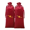 Bolsa de veludo vermelho com cordão para joias, pequena sacola festiva para embalagem de presente, bolsa para guardar pequenos itens