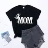 2023 nuevo soporte independiente manga corta Estampado de letras de mariposa MOM casual para mujer Cuello redondo manga corta Cuello redondo cuello