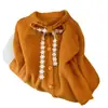 Moda Coreana Elegante Dulce Corbata de Lazo con Cordones Suéter Rosa de Punto Cardigan Top para Mujer Otoño/Invierno