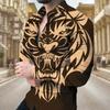 Transfronterizo 2023 primavera nuevo hombre estampado digital animal lobo casual manga larga solapa talla extra joven camisa hombre