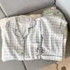 Pijama de Gaze de Algodão Puro com Desenho de Dachshund e Nuvem para Mulheres 2026 Novo Outono/Primavera Mangas Longas Cardigan Roupa de Casa Verão