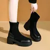 Botas Martin de Suela Gruesa Estilo Británico para Mujer 2026 Otoño/Invierno Nuevo Estilo Botas Cortas con Forro de Terciopelo Venta Caliente Botas Elásticas de Tacón Alto Botas Adelgazantes