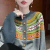 Cardigan de Tricô Fair Isle Feminino Outono Inverno Novo Retrô Jacquard Casaco Suéter Aconchegante Espesso Camada Base Top Tendência