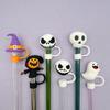 Nova série de halloween bonito tampa de palha plugue de poeira proteção ambiental pvc stanley 10mm manga de palha