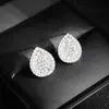 Pendientes de Gota de Agua de Zirconia Rosa Brillante Europeos y Americanos, Pendientes Dulces Elegantes para Mujer, Pendientes Estilosos Coreanos E5673