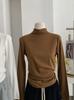 Omalai Camiseta de Manga Larga Fina de Terciopelo Ajustada con Cuello Alto para Mujer Capa Base Invierno 5196