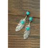 Pendientes Rongyi Bohemios de Plumas Turquesa Populares Europeos y Americanos Pendientes Retro de Plata Tailandesa 925 Fabricante Transfronterizo